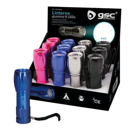 Alumīnija lukturītis ar 9 LED – 12 gab. demonstrācijas kastē, 001600889 (001600889)