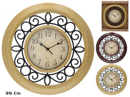 Koka efekta sienas pulkstenis 35 cm, 2 veidi, 35 x 35 x 5 cm, DECORLIFE (8445393486697)