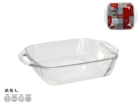 Стеклянная форма для запекания 29x24x6,5 см 2,5 л, MARINEX. Сделано в Бразилии (7891155045236)