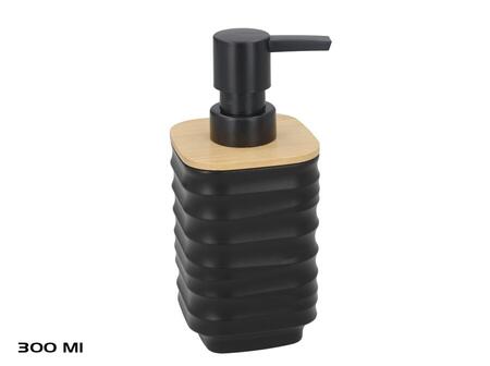 Дозатор для мыла, черный с бамбуком, 300 мл, 7.00 x 8.00 x 15.50, BATH&GO (8445393593272)