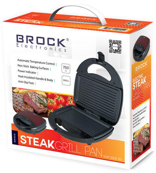 Elektriskā steika grillpanna BROCK SGM 2002 RD, 750W (SGM 2002 RD)