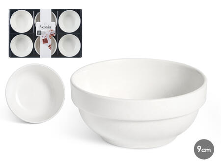Komplekts 6 baltas porcelāna bļodas 9 cm, 86525, Vessia (86525)