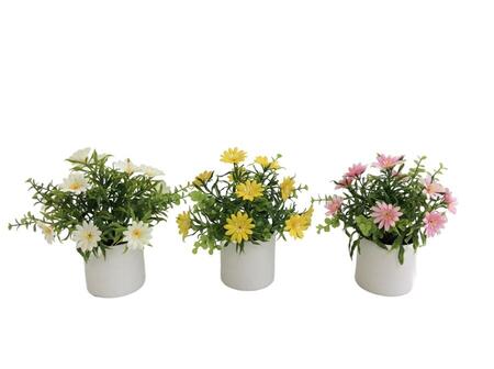 Mākslīgie ziedi, margrietiņa podiņā 20 cm, 15x15x20 cm, LITO (8445393569604)