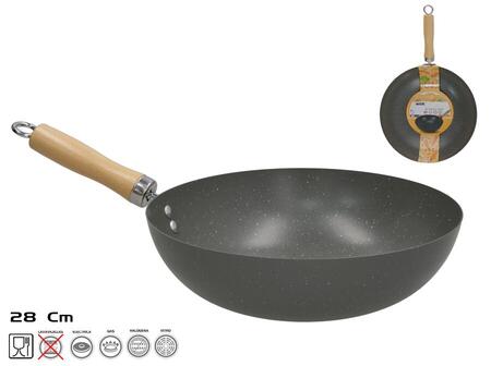Вок-сковорода с деревянной ручкой 28 см, 8 x 45 x 28 см, KITCHEN&GO (8445393543369)