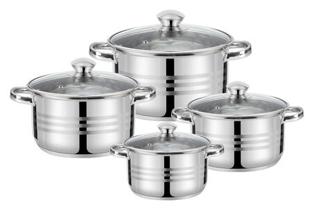4 katlu komplekts ar vākiem 14/16/18/22 cm – 1.2/1.8/2.5/4,5L 47009 Roma (47009)