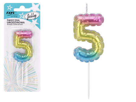 Dzimšanas dienas svece Jelly 5, 6.5 x 1 x 16, 72029, RAVI Decor (72029)