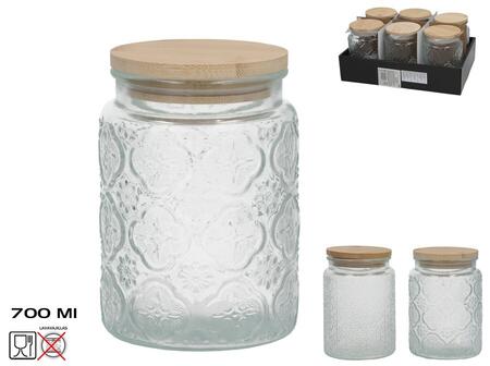 Stikla burka ar bambusa vāku, 700 ml, 9.50 x 9.50 x 14.00, KITCHEN&GO (8445393535067)