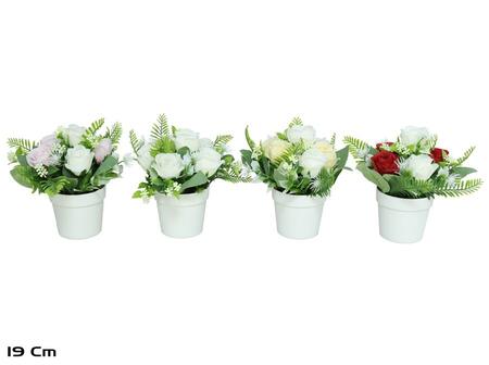Mākslīgais rozes pumpurs podā 19 cm, 15x15x19 cm, LITO (8445393392776)