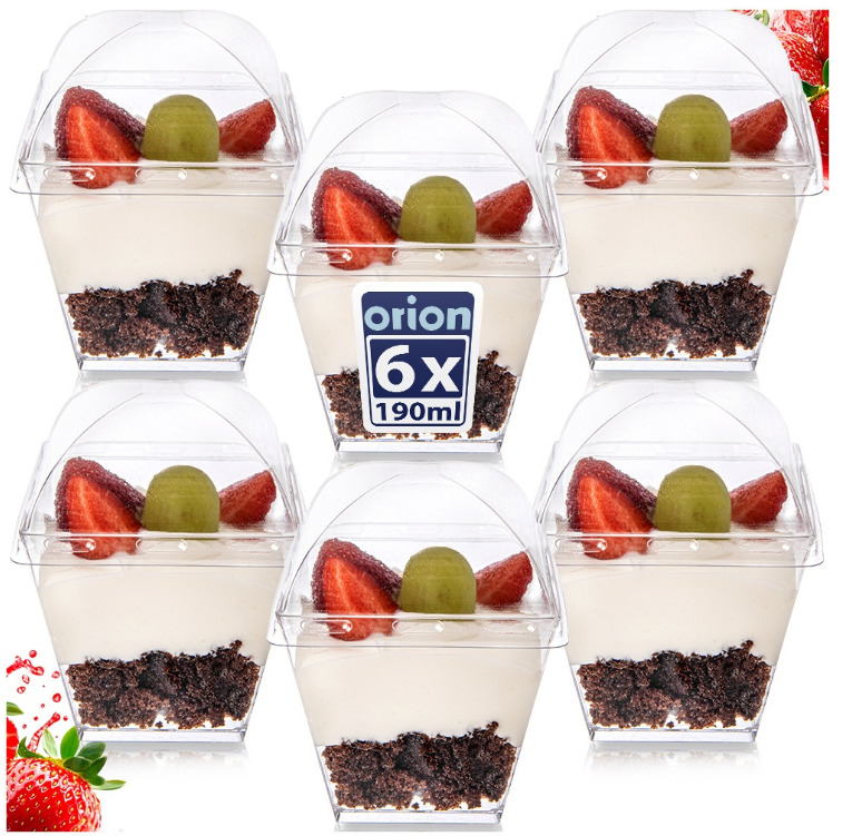 Стаканчики для десертов с крышками, 180 мл, 6 шт., 410134, ORION (410134)