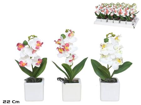 Mākslīgie ziedi orhidejas podiņā x5 – 22 cm, 6x6x22 cm, LITO (8445393198446)