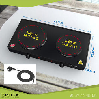 Двухконфорочная электрическая плита BROCK EP 200 BK, 2500 Вт (EP 200 BK)