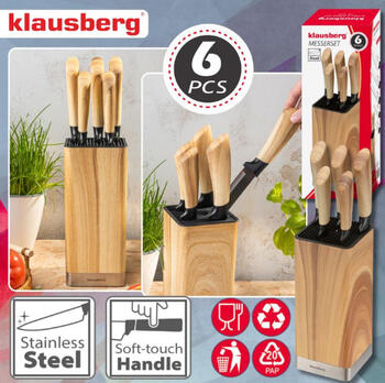 Nažu komplekts ar bloku, 6 priekšmeti, nerūsējošais tērauds, KB 9035, Klausberg (KB 9035)