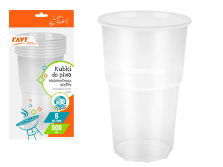 Atkārtoti lietojamas alus krūzes, 500 ml, 6 gab., 17.5 x 6.5 x 31 70263 Simple Solution (70263)