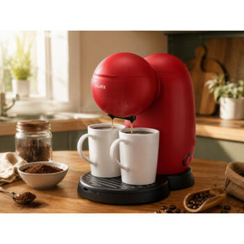 Kafijas automāts, 450W, ūdens tvertne 0.3L, 2 gab. keramikas krūzes, Sarkans, 55OV51170G, Oliver Vol (55OV51170G)