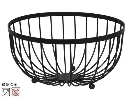 Чёрная металлическая фруктовница 25x25x13 см, KITCHEN&GO (8445393201818)