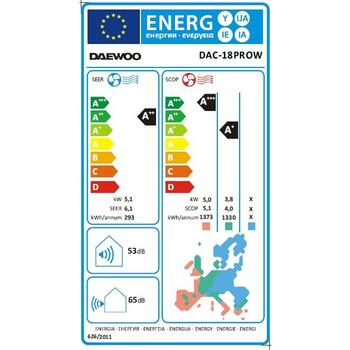 Daewoo gaisa kondicionieris DAC 18PROW, 18000 Btu, invertors, Wi-Fi funkcija, no 65-95m telpai* (DAC 18PROW)