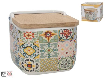Sāls trauks ar bambusa vāku, 12 x 12,5 x 11 cm, KITCHEN&GO (8445393397115)
