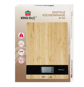 Бамбуковые кухонные весы, 5kg, 2 x 1.5V AAA батарейки, KH 1825, KINGHoff (KH 1825)