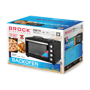 Духовка с конфорками BROCK TO 3002 B 30L, 1600W (TO 3002 BK)