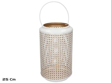 Белый свечной фонарь Kaia, 25 см, 15.00 x 15.00 x 25.00, GARDEN ENJOY (8445393432762)