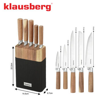 Набор ножей из 6 предметов с подставкой из акации, нержавеющая сталь, Klausberg, KB 7981 (KB 7981)