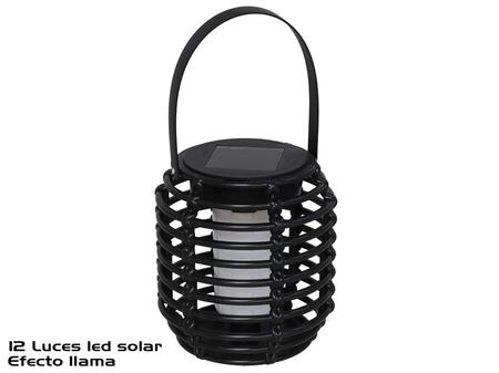 Melna Laterna ar saules bateriju, 12 LED, 10.00 x 10.00 x 11.00, GARDEN ENJOY (8445393423234)