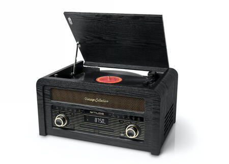 CD mikro mūzikas sistēma ar vinila plašu atskaņotāju, 20W izejas jauda, MT 115 W, MUSE (MT 115 W)