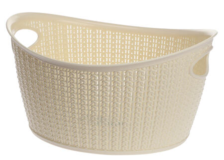 Plastmasas grozs ar adījuma dizainu, 9L, 22814, krēmkrāsas, 35 x 28,5 x 18,5, ALSEA (22814)