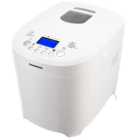 Хлебопечка Daewoo DBM 600W, 600 Вт, 900 г, 2 уровня поджаривания, 12 программ, таймер, белая (DBM 600W)
