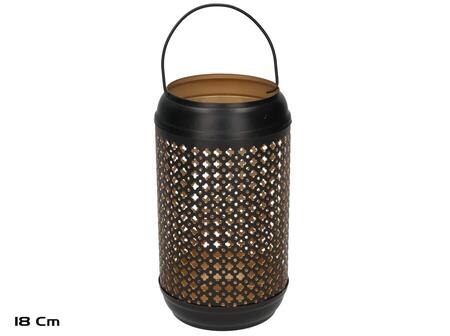 Черный фонарь Kaia, 18 см, 10.00 x 10.00 x 18.00, GARDEN ENJOY (8445393432670)