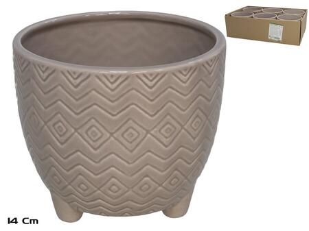 Brisa brūns keramikas puķu pods 14x14x12 cm, GARDEN ENJOY (8445393401874)