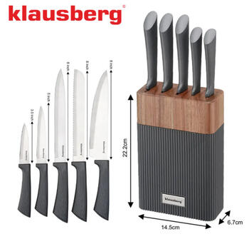 Набор ножей из 6 предметов с подставкой из акации, нержавеющая сталь, Klausberg, KB 7979 (KB 7979)