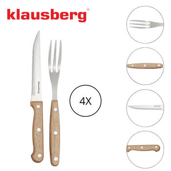 8 предметов для стейка и BBQ, нержавеющая сталь и дерево, Klausberg KB 7976 (KB 7976)