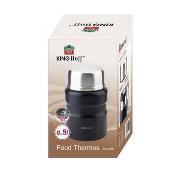 Термос для еды, стальной, 0,5 л, черный KINGHoff KH 1459 (KH 1459)