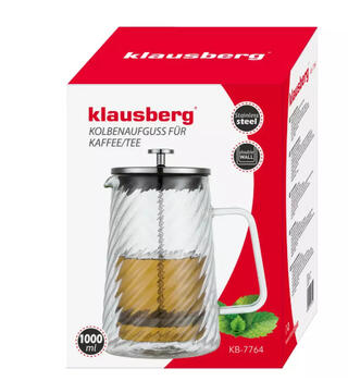 Пресс для кофе/ чая, 1L, стекло, KB 7764, Klausberg (KB 7764)