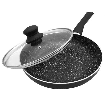 Panna ar vāku, alumīnijs, Ø26cm, melns marmors KINGHoff KH 3958 (KH 3958)