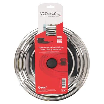 Universāls nerūsējošā tērauda vāks katliem un pannām Ø26–28–30 cm, 401015013, Vassary (401015013)
