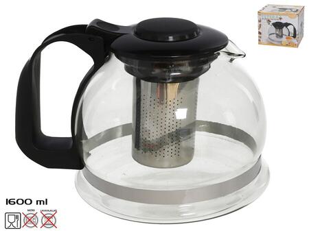 Stikla tējkanna ar filtru 1600 ml, 14,5 x 20 x 15,5 cm, KITCHEN&GO (8445393048376)