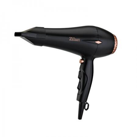 Фен Zilan ZLN 1239, 2200 Вт, 3 температурных режима, 3 скорости, концентратор, диффузор, чёрный (ZLN 1239)