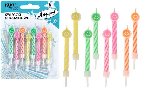 Свечи для дня рождения HAPPY, 8 шт., 10 x 1 x 14, 42021, RAVI Decor (42021)