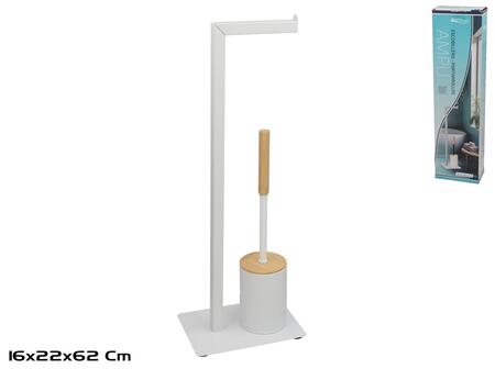 Держатель для туалетной бумаги с щеткой, белый, 16.00 x 22.00 x 62.00, BATH&GO (8445393544342)