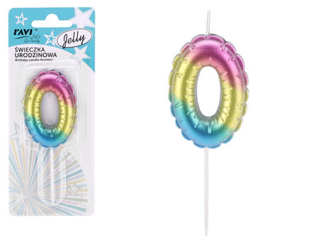 Dzimšanas dienas svece Jelly 0, 6.5 x 1 x 16, 72024, RAVI Decor (72024)