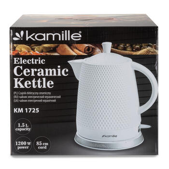 Керамический электрический чайник 1,5 л, 1200 Вт, 1725, Kamille (1725)