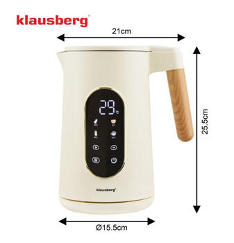 Электрический чайник, 1.7 л, 2200 Вт, бежевый/розовое золото, Klausberg, KB 9005 (KB 9005)