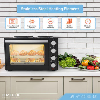 Духовка с конфорками BROCK TO 3002 B 30L, 1600W (TO 3002 BK)