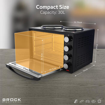Духовка с конфорками BROCK TO 3002 B 30L, 1600W (TO 3002 BK)
