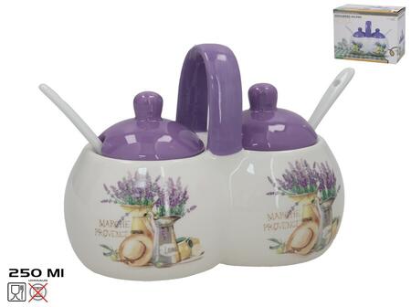 Cukura trauks / sāls trauks ar karoti 250 ml, rozā dolomīts, 9.5x15x12 cm, KITCHEN&GO (8445393446165)
