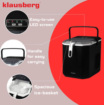 Automātiskais ledus pagatavotājs, 100 W, 1,2L tvertne, LED panelis, KB 7883, Klausberg (KB 7883)