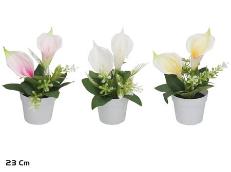 Mākslīgie ziedi, liliju mix kompozīcija podiņā 23 cm, 17x17x23 cm, LITO (8445393569147)