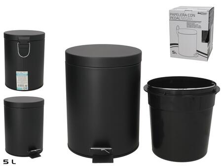 Atkritumu tvertne ar pedāli, 5 l, melna, 26.00 x 20.50 x 27.00, BATH&GO (8445393444895)